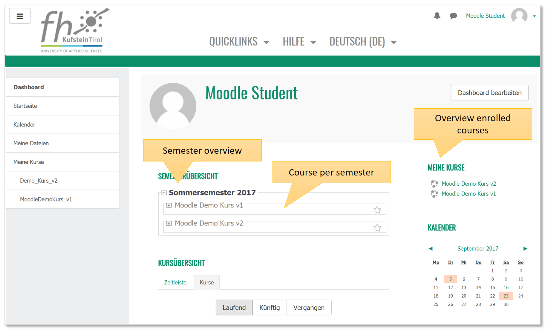 Dashboard of WEBLEARN